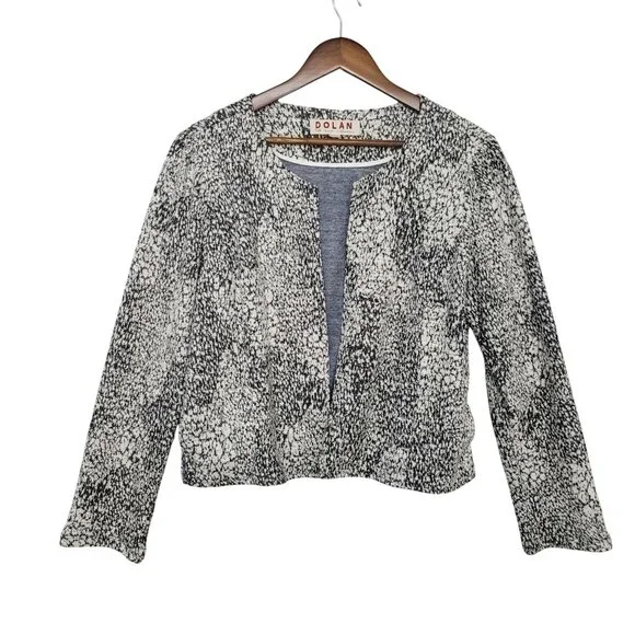 Anthropologie Dolan Eva Marbled Cropped Jacket Womens Size M Black & White - Picture 1 of 6